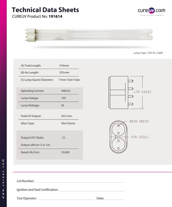 Ultravation Model - UVE1036 UV Light Bulb for Germicidal Air Treatment For Discount