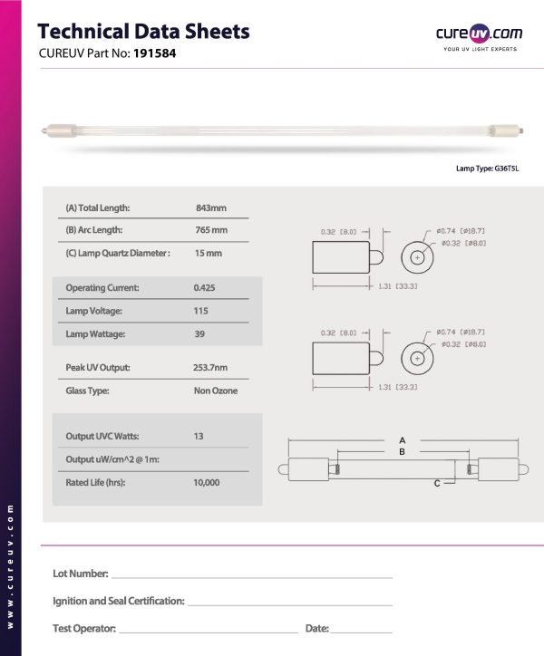 WEDECO Ideal Horizons - LMP12008 UV Light Bulb for Germicidal Water Treatment Online Sale