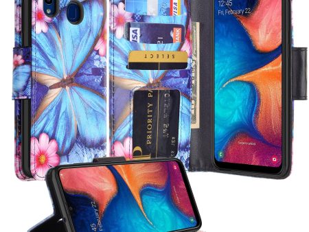 Alcatel 3V (2019) Case, 3V (2019) Wallet Case, Wrist Strap Pu Leather Wallet Case [Kickstand] with ID & Credit Card Slots - Blue Butterfly For Discount