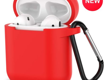 New AirPods Case, 360°Protective Silicone AirPods Accessories Kit Compatable with Apple AirPods 1st 2nd Charging Case [Not for Wireless Charging Case] - Red For Sale