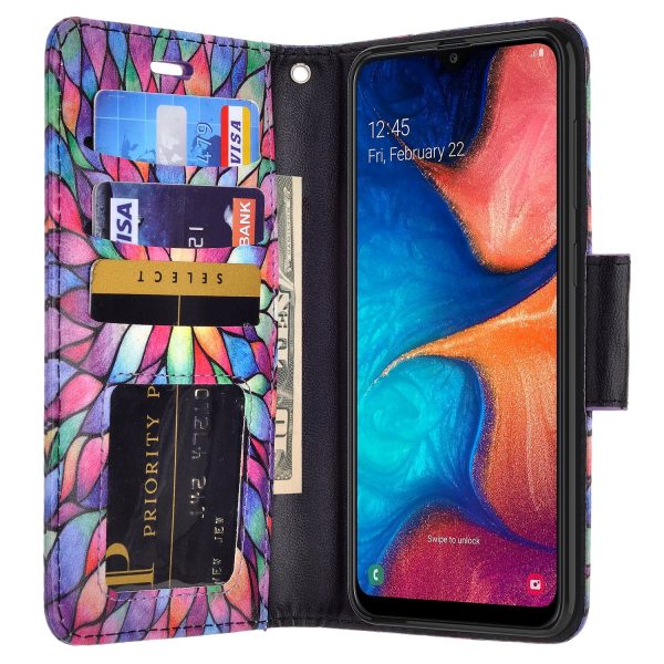 Alcatel 3V (2019) Case, 3V (2019) Wallet Case, Wrist Strap Pu Leather Wallet Case [Kickstand] with ID & Credit Card Slots - Rainbow Flower Discount