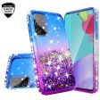 Samsung Galaxy A52 5G Case Liquid Glitter Phone Case Waterfall Floating Quicksand Bling Sparkle Cute Protective Girls Women Cover for Samsung Galaxy A52 5G w  Tempered Glass - (Blue Purple Gradient) Hot on Sale