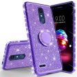 LG K40 Xpression Plus 2 K12 Plus X4 2019 Harmony 3 LG Solo Case, Glitter Cute Phone Case Girls Bling Diamond Rhinestone Ring Stand Luxury Clear Thin Soft Protective Cover for Girl Women - Purple For Cheap