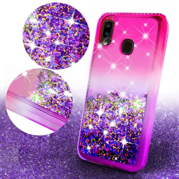 Alcatel 3V (2019) Case Liquid Glitter Phone Case Waterfall Floating Quicksand Bling Sparkle Cute Protective Girls Women Cover for Alcatel 3V (2019) w  Tempered Glass - (Hot Pink Purple Gradient) Online