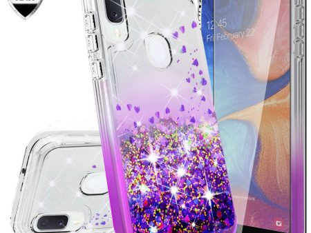 Alcatel 3V (2019) Case Liquid Glitter Phone Case Waterfall Floating Quicksand Bling Sparkle Cute Protective Girls Women Cover for Alcatel 3V (2019) W Temper Glass - Purple Supply