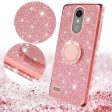 LG Aristo 2 Plus Case, Aristo 2, LG Tribute Dynasty, Rebel 3, Zone 4 Case, Glitter Cute Phone Case Girls with Kickstand,Bling Diamond Rhinestone Bumper Ring Stand Sparkly Luxury Clear Thin Soft Protective LG Aristo 2 Case for Girl Women - Rose Gold Fashion