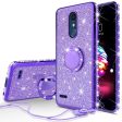 LG K40 Xpression Plus 2 K12 Plus X4 2019 Harmony 3 LG Solo Case, Glitter Cute Phone Case Girls Bling Diamond Rhinestone Ring Stand Luxury Clear Thin Soft Protective Cover for Girl Women - Purple For Cheap