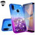 Alcatel 3V (2019) Case Liquid Glitter Phone Case Waterfall Floating Quicksand Bling Sparkle Cute Protective Girls Women Cover for Alcatel 3V (2019) w  Tempered Glass - (Blue Purple Gradient) Discount