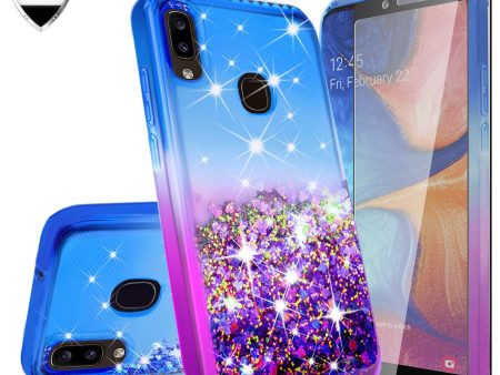 Alcatel 3V (2019) Case Liquid Glitter Phone Case Waterfall Floating Quicksand Bling Sparkle Cute Protective Girls Women Cover for Alcatel 3V (2019) w  Tempered Glass - (Blue Purple Gradient) Discount