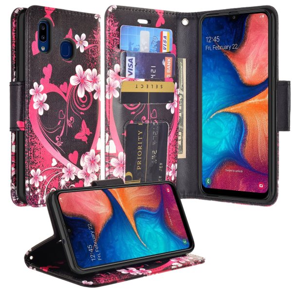 Alcatel 3V (2019) Case, 3V (2019) Wallet Case, Wrist Strap Pu Leather Wallet Case [Kickstand] with ID & Credit Card Slots - Heart Butterflies Online Hot Sale