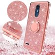 LG K40 Xpression Plus 2 K12 Plus X4 2019 Harmony 3 LG Solo Case, Glitter Cute Phone Case Girls Bling Diamond Rhinestone Ring Stand Luxury Clear Thin Soft Protective Cover for Girl Women - Rose Gold Fashion