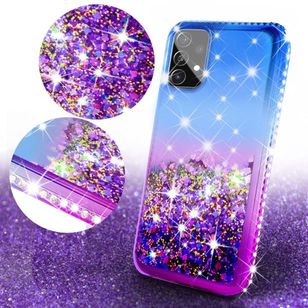 Samsung Galaxy A72 5G Case Liquid Glitter Phone Case Waterfall Floating Quicksand Bling Sparkle Cute Protective Girls Women Cover for Samsung Galaxy A72 5G w  Tempered Glass - (Blue Purple Gradient) Online now