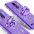 LG K40 Xpression Plus 2 K12 Plus X4 2019 Harmony 3 LG Solo Case, Glitter Cute Phone Case Girls Bling Diamond Rhinestone Ring Stand Luxury Clear Thin Soft Protective Cover for Girl Women - Purple For Cheap