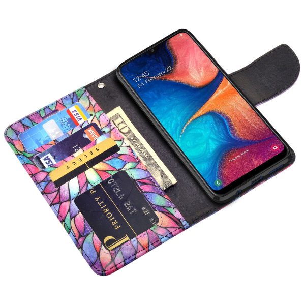 Alcatel 3V (2019) Case, 3V (2019) Wallet Case, Wrist Strap Pu Leather Wallet Case [Kickstand] with ID & Credit Card Slots - Rainbow Flower Discount