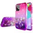 Samsung Galaxy A72 5G Case Liquid Glitter Phone Case Waterfall Floating Quicksand Bling Sparkle Cute Protective Girls Women Cover for Samsung Galaxy A72 5G w  Tempered Glass - (Hot Pink Purple Gradient) For Discount