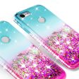 Google Pixel 3a Case Liquid Glitter Phone Case Waterfall Floating Quicksand Bling Sparkle Cute Protective Girls Women Cover for Pixel 3a W Temper Glass- (Teal Pink Gradient) For Discount