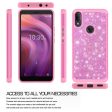 Alcatel 3V (2019) Case, 3V (2019) Glitter Bling Heavy Duty Shock Proof Hybrid Case with [HD Screen Protector] Dual Layer Protective Phone Case Cover for Alcatel 3V (2019) W Temper Glass - Hot Pink on Sale