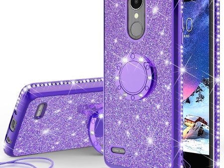 LG Aristo 2 Plus Case, Aristo 2, LG Tribute Dynasty, Rebel 3, Zone 4 Case, Glitter Cute Phone Case Girls with Kickstand,Bling Diamond Rhinestone Bumper Ring Stand Sparkly Luxury Clear Thin Soft Protective LG Aristo 2 Case for Girl Women - Purple Online Sale