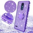 LG K40 Xpression Plus 2 K12 Plus X4 2019 Harmony 3 LG Solo Case, Glitter Cute Phone Case Girls Bling Diamond Rhinestone Ring Stand Luxury Clear Thin Soft Protective Cover for Girl Women - Purple For Cheap