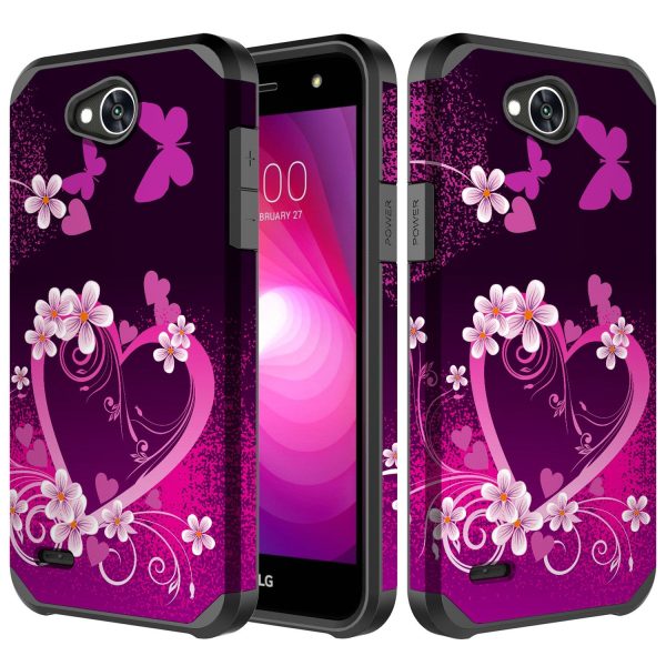 LG X Power 3 Case, Slim Hybrid [Shock Resistant] Dual Layer Case Cover for LG X Power 3 -Heart Butterflies Hot on Sale