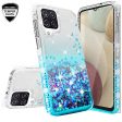 Samsung Galaxy A12 Case Liquid Glitter Phone Case Waterfall Floating Quicksand Bling Sparkle Cute Protective Girls Women Cover for Samsung Galaxy A12 W Temper Glass - Teal For Cheap