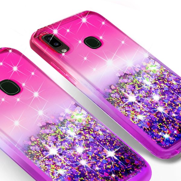 Alcatel 3V (2019) Case Liquid Glitter Phone Case Waterfall Floating Quicksand Bling Sparkle Cute Protective Girls Women Cover for Alcatel 3V (2019) w  Tempered Glass - (Hot Pink Purple Gradient) Online