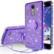 LG Aristo, LG K8 (2017), LG Phoenix 3, LG K4 2017 Case, Glitter Cute Phone Case Girls with Kickstand,Bling Diamond Rhinestone Bumper Ring Stand Sparkly Luxury Clear Thin Soft Protective LG K8 (2017) Case for Girl Women - Purple For Sale