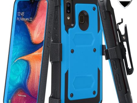 Alcatel 3V (2019) Case, Triple Protection 3-1 w  Built in Screen Protector Heavy Duty Holster Shell Combo Clip Cover - Blue Hot on Sale