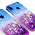 Alcatel 3V (2019) Case Liquid Glitter Phone Case Waterfall Floating Quicksand Bling Sparkle Cute Protective Girls Women Cover for Alcatel 3V (2019) w  Tempered Glass - (Blue Purple Gradient) Discount