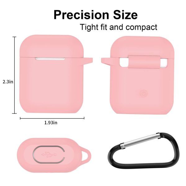 New AirPods Case, 360°Protective Silicone AirPods Accessories Kit Compatable with Apple AirPods 1st 2nd Charging Case [Not for Wireless Charging Case] - Pink Hot on Sale