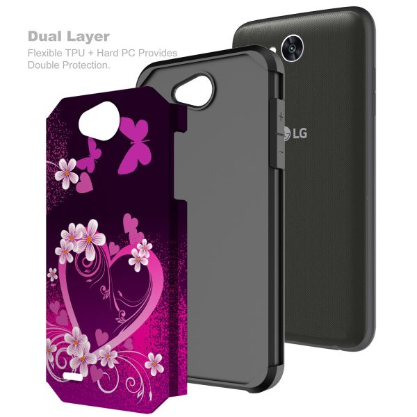 LG X Power 3 Case, Slim Hybrid [Shock Resistant] Dual Layer Case Cover for LG X Power 3 -Heart Butterflies Hot on Sale