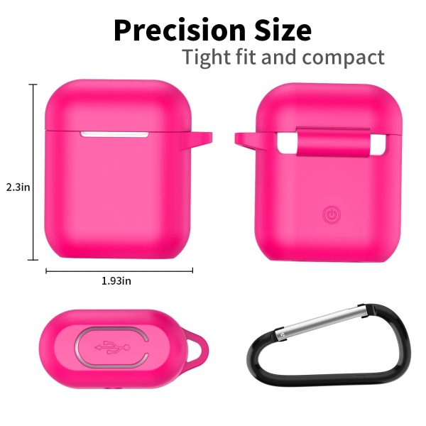 New AirPods Case, 360°Protective Silicone AirPods Accessories Kit Compatable with Apple AirPods 1st 2nd Charging Case [Not for Wireless Charging Case] - Hot Pink For Discount