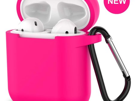 New AirPods Case, 360°Protective Silicone AirPods Accessories Kit Compatable with Apple AirPods 1st 2nd Charging Case [Not for Wireless Charging Case] - Hot Pink For Discount