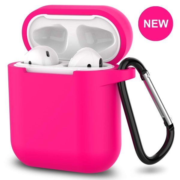 New AirPods Case, 360°Protective Silicone AirPods Accessories Kit Compatable with Apple AirPods 1st 2nd Charging Case [Not for Wireless Charging Case] - Hot Pink For Discount