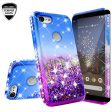 Google Pixel 3a XL Case Liquid Glitter Phone Case Waterfall Floating Quicksand Bling Sparkle Cute Protective Girls Women Cover for Pixel 3a XL W Temper Glass- (Blue Purple Gradient) Sale