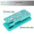 Alcatel 3V (2019) Case, 3V (2019) Glitter Bling Heavy Duty Shock Proof Hybrid Case with [HD Screen Protector] Dual Layer Protective Phone Case Cover for Alcatel 3V (2019) W Temper Glass - Teal For Sale