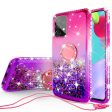 Samsung Galaxy A52 5G Case, Ring Stand Liquid Floating Quicksand Bling Sparkle Protective Girls Women for Samsung Galaxy A52 5G W Tempered Glass - (Hot Pink Purple Gradient) Online now