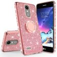 LG Aristo 2 Plus Case, Aristo 2, LG Tribute Dynasty, Rebel 3, Zone 4 Case, Glitter Cute Phone Case Girls with Kickstand,Bling Diamond Rhinestone Bumper Ring Stand Sparkly Luxury Clear Thin Soft Protective LG Aristo 2 Case for Girl Women - Rose Gold Fashion