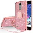 LG Aristo 2 Plus Case, Aristo 2, LG Tribute Dynasty, Rebel 3, Zone 4 Case, Glitter Cute Phone Case Girls with Kickstand,Bling Diamond Rhinestone Bumper Ring Stand Sparkly Luxury Clear Thin Soft Protective LG Aristo 2 Case for Girl Women - Rose Gold Fashion