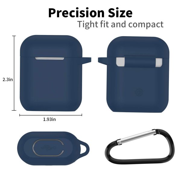 New AirPods Case, 360°Protective Silicone AirPods Accessories Kit Compatable with Apple AirPods 1st 2nd Charging Case [Not for Wireless Charging Case] - Dark Blue Online Hot Sale