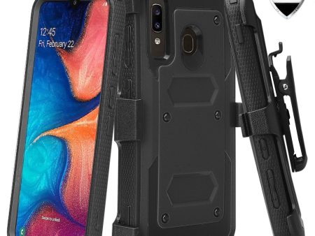 Alcatel 3V (2019) Case, Triple Protection 3-1 w  Built in Screen Protector Heavy Duty Holster Shell Combo Clip Cover - Black Cheap