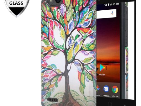 ZTE Tempo X Case, Tempo Go, Blade Vantage, Avid 4, ZFive C, ZFive G, N9137, Z557BL, Z558VL,[Include Temper Glass Screen Protector] Slim Hybrid Dual Layer [Shock Resistant] Case for Tempo X - Colorful Tree Online Sale