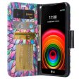 LG X Power Case, Wrist Strap Magnetic Fold[Kickstand] Pu Leather Wallet Case with ID & Credit Card Slots for LG X Power - Rainbow Flower Hot on Sale