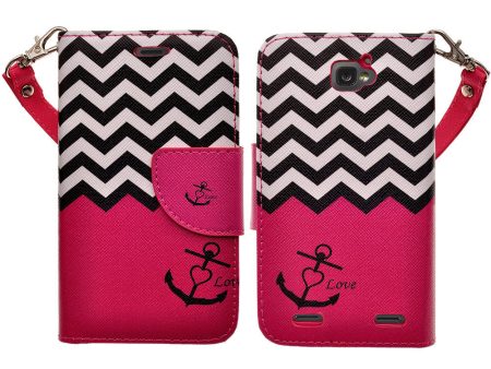 ZTE Zephyr Case, Wrist Strap Magnetic Fold[Kickstand] Pu Leather Wallet Case with ID & Credit Card Slots for ZTE Zephyr - Hot Pink Anchor Discount