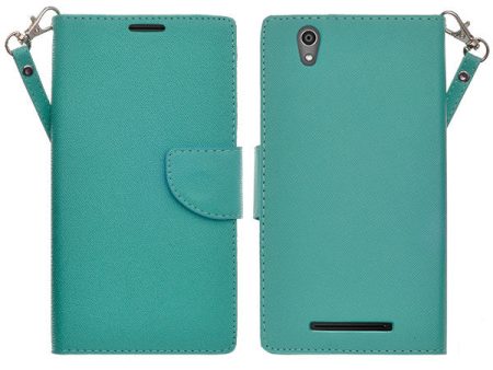 ZTE ZMAX Case, Wrist Strap Magnetic Fold[Kickstand] Pu Leather Wallet Case with ID & Credit Card Slots for ZTE ZMAX - Teal For Cheap