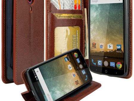 ZTE Ultra Case | ZTE Quest | ZTE Uhura Case, Magnetic Flip Fold[Kickstand] Pu Leather Wallet Case with ID & Credit Card Slots for ZTE Ultra Quest Uhura - Brown Sale