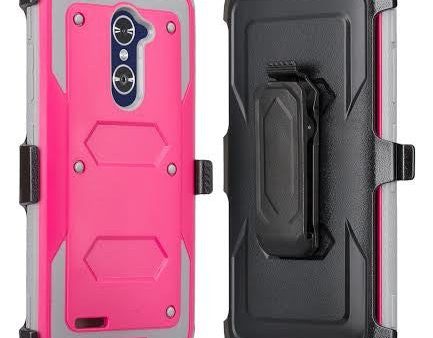 ZTE Z Max Pro Case, Blade X Max, ZTE Carry, ZTE Grand X Max 2 Case, Imperial Max Case [Built-in Screen Protector] Heavy Duty Belt Clip Holster   Rugged Triple Layer Protection - Hot Pink Cheap