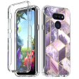 LG Harmony 4   LG K40S Case, Slim Full-Body Stylish Protective Case with Built-in Screen Protector for LG Harmony 4   LG K40S - Purple Marble on Sale