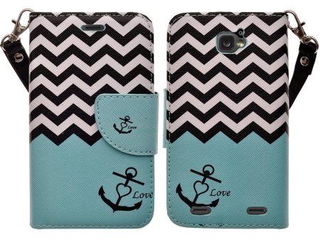 ZTE Zephyr Case, Wrist Strap Magnetic Fold[Kickstand] Pu Leather Wallet Case with ID & Credit Card Slots for ZTE Zephyr - Teal Anchor Hot on Sale