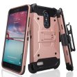 ZTE ZMax Pro Case, Blade X Max, ZTE Grand X Max 2 Case, ZTE Carry, ZTE Imperial Max   ZTE Max Duo LTE Heavy Duty[Built-in Kickstand] Rotating Swivel Clip Holster Case   Rugged Triple Layer Protection - Rose Gold on Sale